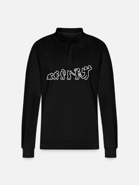 Evolution Volleyball Black Grunge - Stanley/Stella Organic Unisex Long-Sleeved Polo Shirt Prepster - black