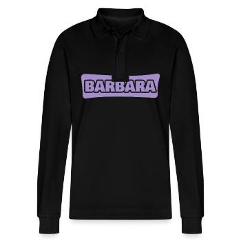 Vorname Barbara - Stanley/Stella Unisex Bio-Langarm-Poloshirt Prepster - Schwarz - Vorne - Anna (173cm) & Nico (186cm)