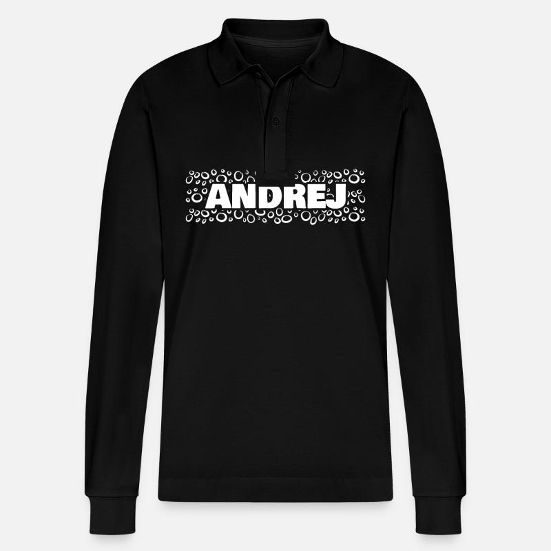Prénom Andrej - Polo à manches longues bio PREPSTER Stanley/Stella Unisexe - noir