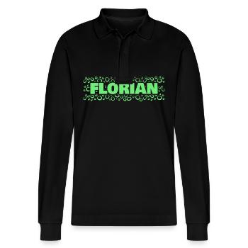 First name Florian - Stanley/Stella Organic Unisex Long-Sleeved Polo Shirt Prepster - black - Front - Anna (173cm) & Nico (186cm)