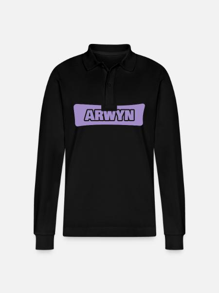 First name Arwyn - Stanley/Stella Organic Unisex Long-Sleeved Polo Shirt Prepster - black
