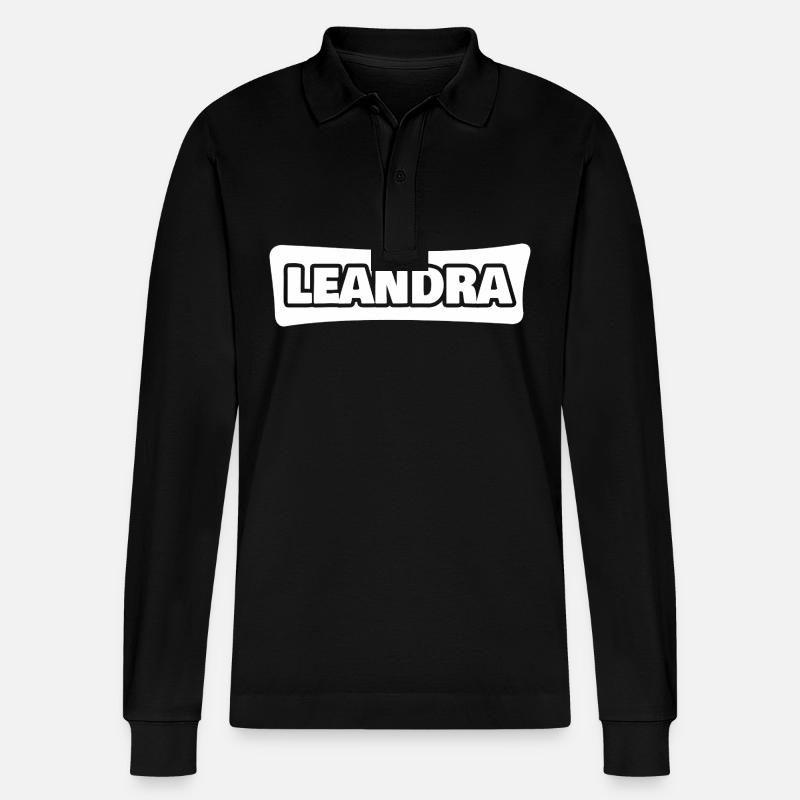 Name Leandra - Stanley/Stella Unisex Bio-Langarm-Poloshirt Prepster - Schwarz