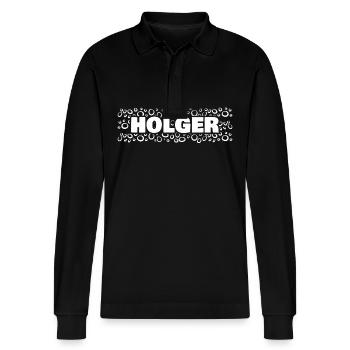 Cadeau pour Holger - Polo à manches longues bio PREPSTER Stanley/Stella Unisexe - noir - Devant - Anna (173cm) & Nico (186cm)