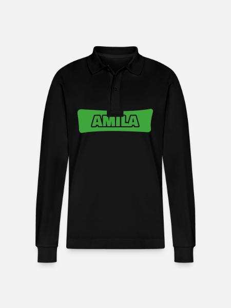 Amila - Stanley/Stella Unisex Bio-Langarm-Poloshirt Prepster - Schwarz
