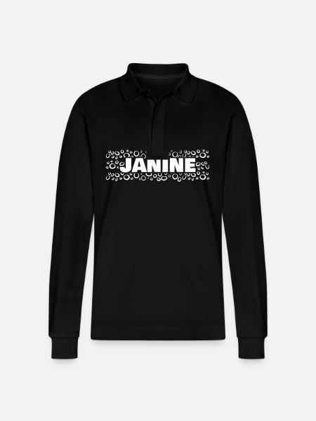 Janine as a first name - Stanley/Stella Organic Unisex Long-Sleeved Polo Shirt Prepster - black