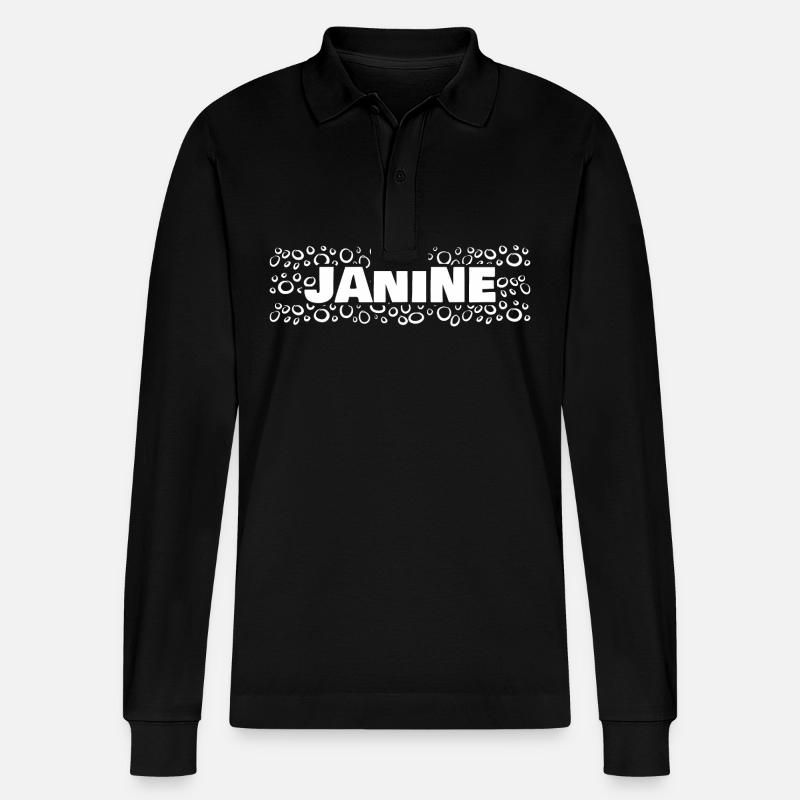 Janine comme prénom - Polo à manches longues bio PREPSTER Stanley/Stella Unisexe - noir