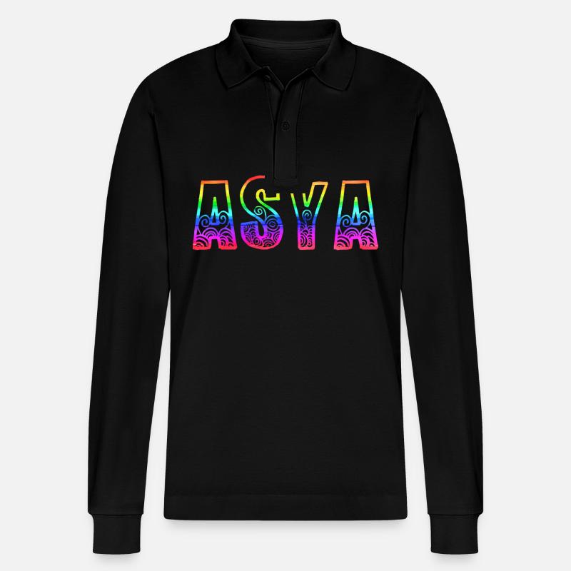 asya rs regenbogen - Stanley/Stella Unisex Bio-Langarm-Poloshirt Prepster - Schwarz