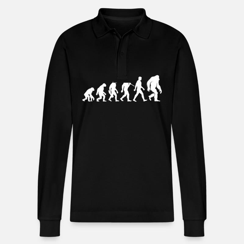 Evolution - Bigfoot - Yeti - Stanley/Stella Unisex Bio-Langarm-Poloshirt Prepster - Schwarz