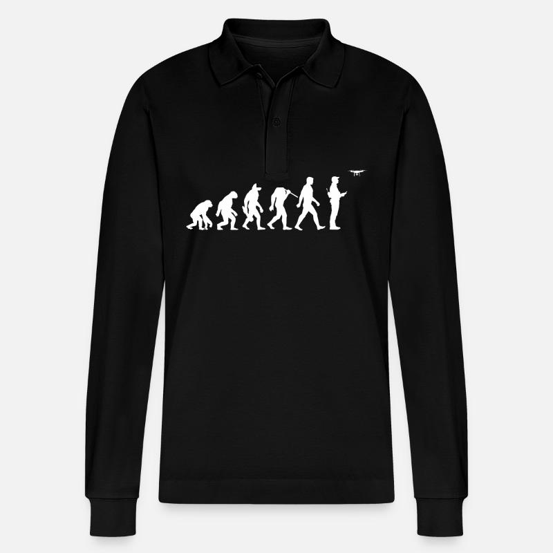 Evolution - Drohne - Drohnenpilot - Stanley/Stella Unisex Bio-Langarm-Poloshirt Prepster - Schwarz