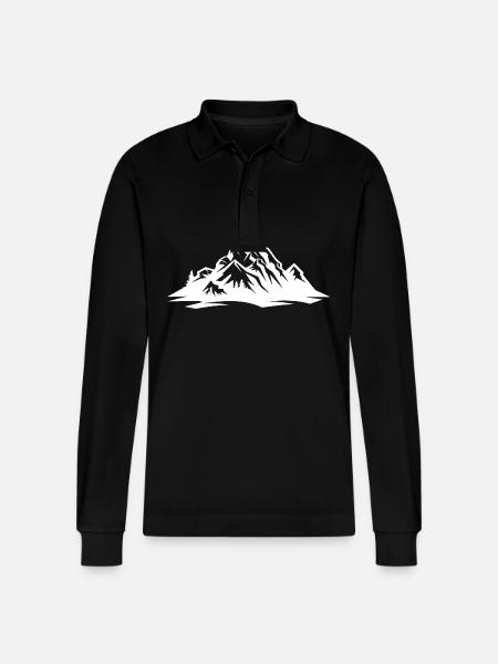 Mountains symbol silhouette nature - Stanley/Stella Organic Unisex Long-Sleeved Polo Shirt Prepster - black
