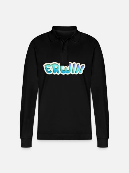 Geschenk für Erwin - Stanley/Stella Unisex Bio-Langarm-Poloshirt Prepster - Schwarz