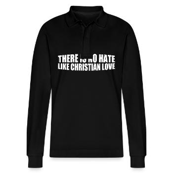 There Is No Hate Like Christian Love 8 - Stanley/Stella Unisex Bio-Langarm-Poloshirt Prepster - Schwarz - Vorne - Anna (173cm) & Nico (186cm)