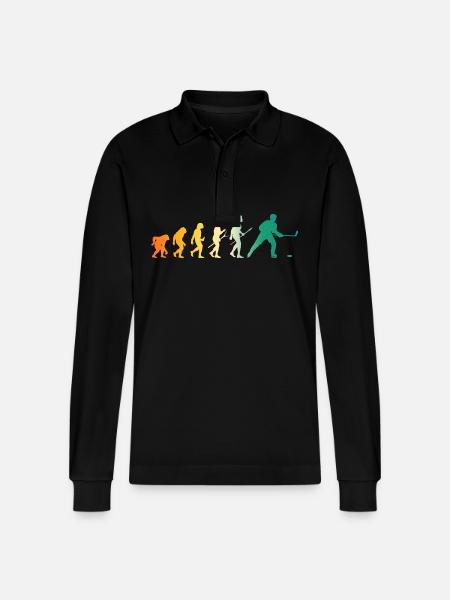 Eishockeyspieler Evolution Eishockey - Stanley/Stella Unisex Bio-Langarm-Poloshirt Prepster - Schwarz