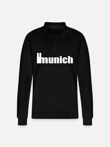 Servus - Greetings from Munich - Frauenkirche - Stanley/Stella Organic Unisex Long-Sleeved Polo Shirt Prepster - black