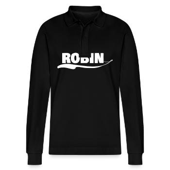 First name robin - Stanley/Stella Organic Unisex Long-Sleeved Polo Shirt Prepster - black - Front - Anna (173cm) & Nico (186cm)