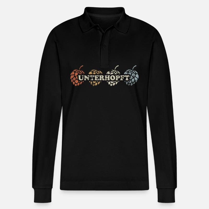 Unterhopft - Biergläser - Biertrinker Spruch - Stanley/Stella Unisex Bio-Langarm-Poloshirt Prepster - Schwarz