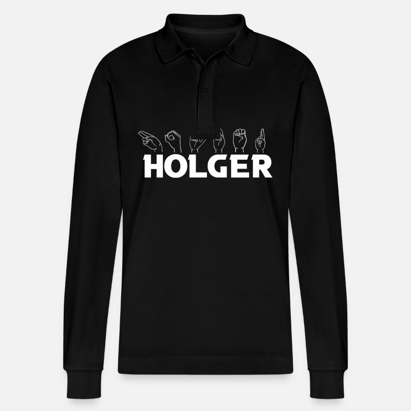 Gebärdensprache Holger - Stanley/Stella Unisex Bio-Langarm-Poloshirt Prepster - Schwarz