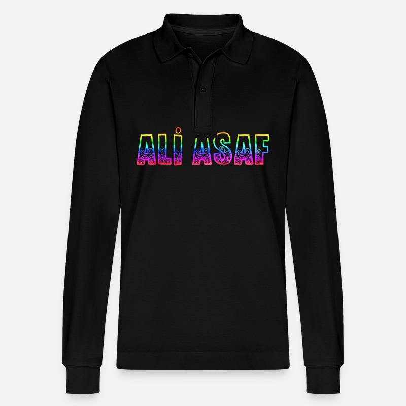 ali asaf rs regenbogen - Stanley/Stella Unisex Bio-Langarm-Poloshirt Prepster - Schwarz
