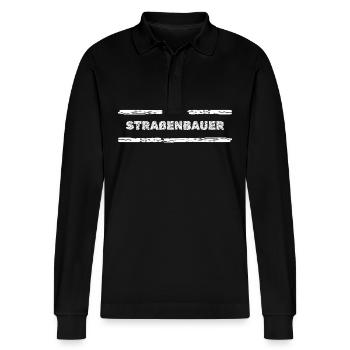 Road builders - Stanley/Stella Organic Unisex Long-Sleeved Polo Shirt Prepster - black - Front - Anna (173cm) & Nico (186cm)