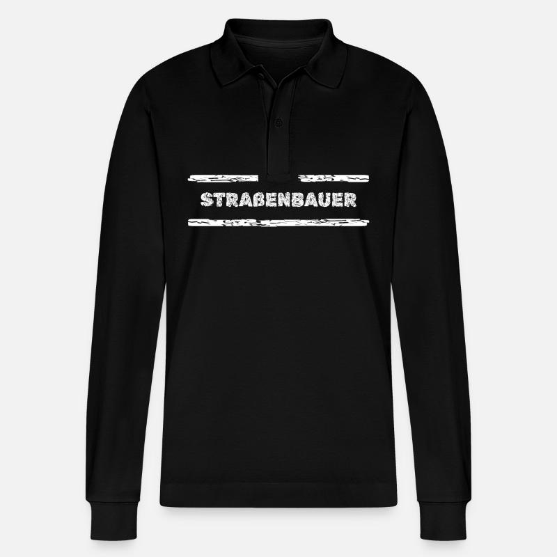 Straßenbauer - Stanley/Stella Unisex Bio-Langarm-Poloshirt Prepster - Schwarz