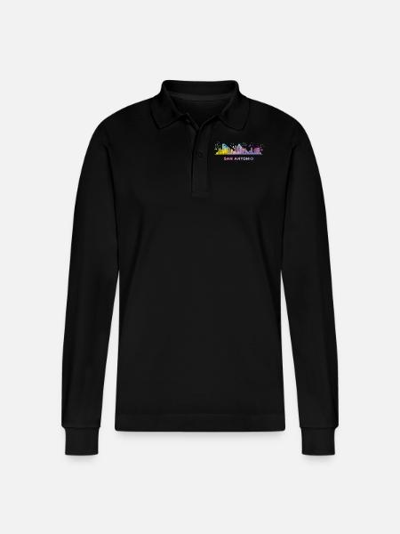 San Antonian Skyline San Antonio - Stanley/Stella Organic Unisex Long-Sleeved Polo Shirt Prepster - black