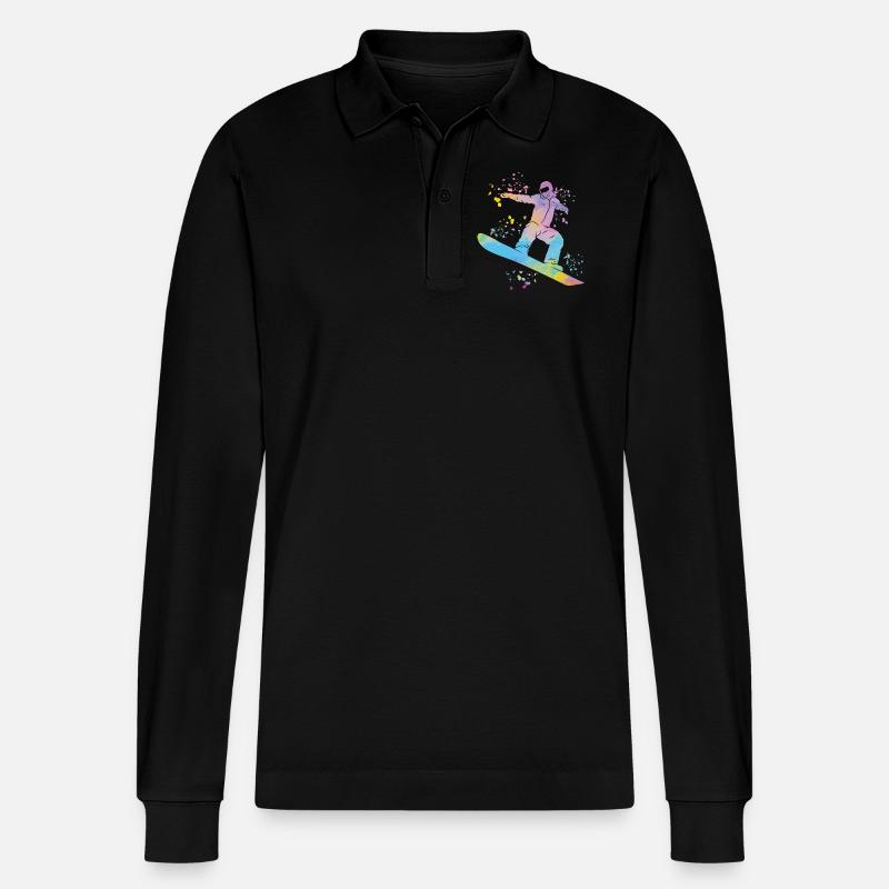 Snowboarder Snowboarding Snowboard - Stanley/Stella Unisex Bio-Langarm-Poloshirt Prepster - Schwarz