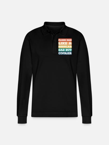 Bouldering Flash Papa Boulderer - Stanley/Stella Organic Unisex Long-Sleeved Polo Shirt Prepster - black
