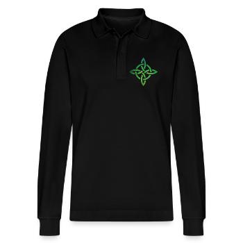 Celtic Knot - Stanley/Stella Organic Unisex Long-Sleeved Polo Shirt Prepster - black - Front - Anna (173cm) & Nico (186cm)