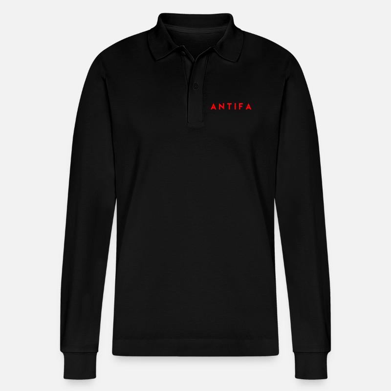 Antifa - Stanley/Stella Organic Unisex Long-Sleeved Polo Shirt Prepster - black