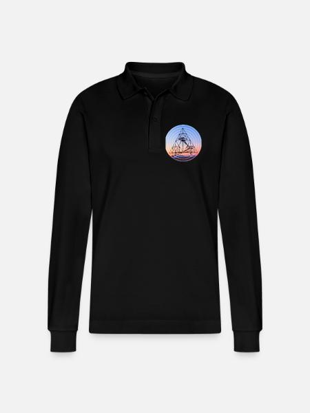 Tetrahedron circles - Stanley/Stella Organic Unisex Long-Sleeved Polo Shirt Prepster - black