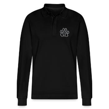 Dog paw animal paw paw print footprint - Stanley/Stella Organic Unisex Long-Sleeved Polo Shirt Prepster - black - Front - Anna (173cm) & Nico (186cm)