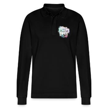 Crystal Crystal Lady Naturopath Gift - Stanley/Stella Organic Unisex Long-Sleeved Polo Shirt Prepster - black - Front - Anna (173cm) & Nico (186cm)