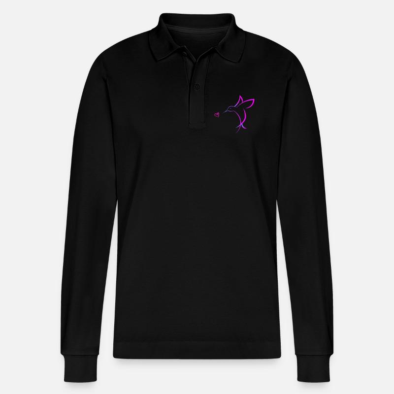 Kolibri mit Herz - Stanley/Stella Unisex Bio-Langarm-Poloshirt Prepster - Schwarz