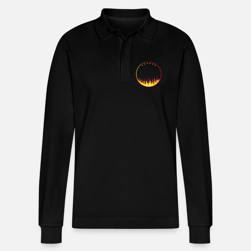 circle on fire with Stars - Stanley/Stella Unisex Bio-Langarm-Poloshirt Prepster - Schwarz
