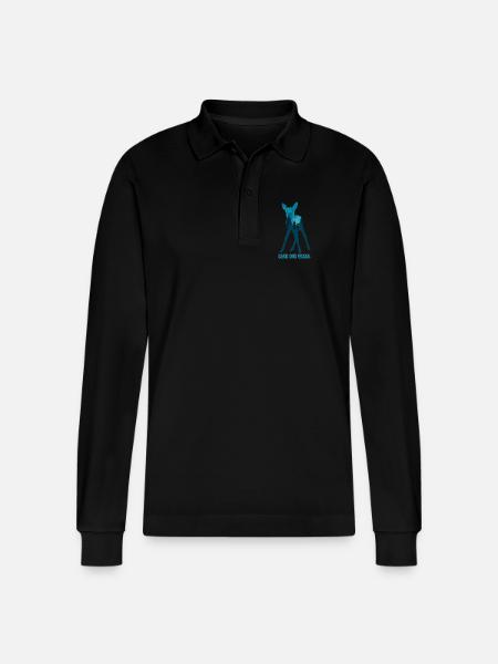 Climate Change Environmental Protection Roe Deer - Stanley/Stella Organic Unisex Long-Sleeved Polo Shirt Prepster - black