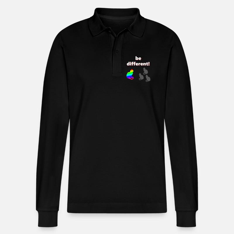 Be different, katzen Design, kluge Sprüche - Stanley/Stella Unisex Bio-Langarm-Poloshirt Prepster - Schwarz