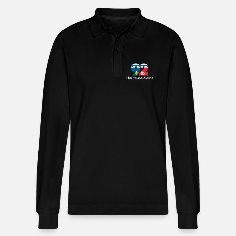 Hauts de seine - Stanley/Stella Unisex Bio-Langarm-Poloshirt Prepster - Schwarz