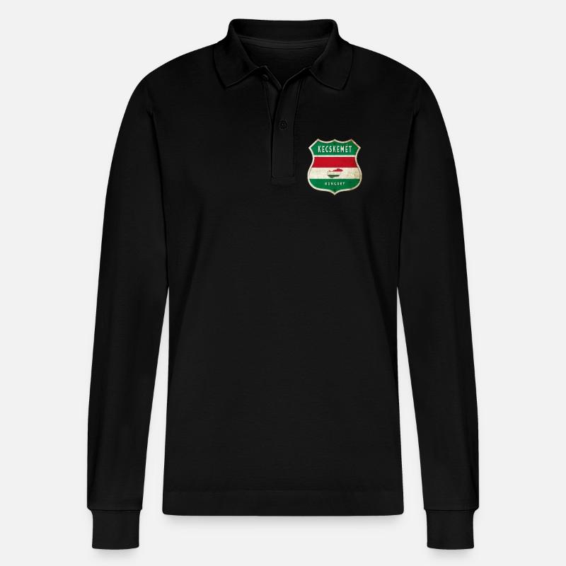 Kecskemét Ungarn Wappen Flaggen Design - Stanley/Stella Unisex Bio-Langarm-Poloshirt Prepster - Schwarz
