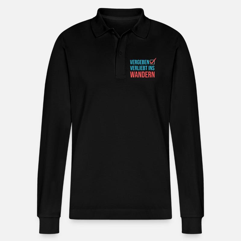 Wandern Klettern Statement Bergwanderung Wanderer - Stanley/Stella Unisex Bio-Langarm-Poloshirt Prepster - Schwarz