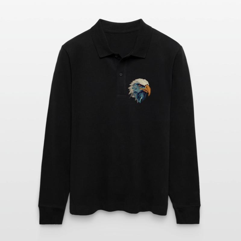 Stylized, geometric eagle Stanley/Stella Organic Unisex Long-Sleeved Polo Shirt Prepster