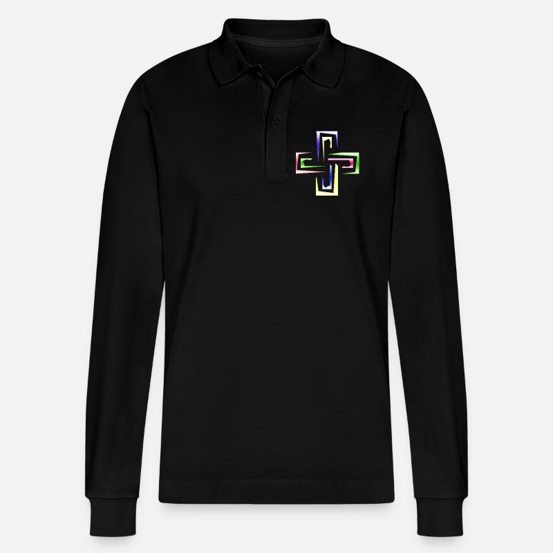 Neon Prism Frames abstraktes Logo - Stanley/Stella Unisex Bio-Langarm-Poloshirt Prepster - Schwarz