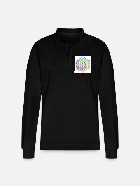Livets blomst - 5. dimension - Mandala - kærlighed - Stanley/Stella Prepster økologisk unisex langærmet poloshirt - sort