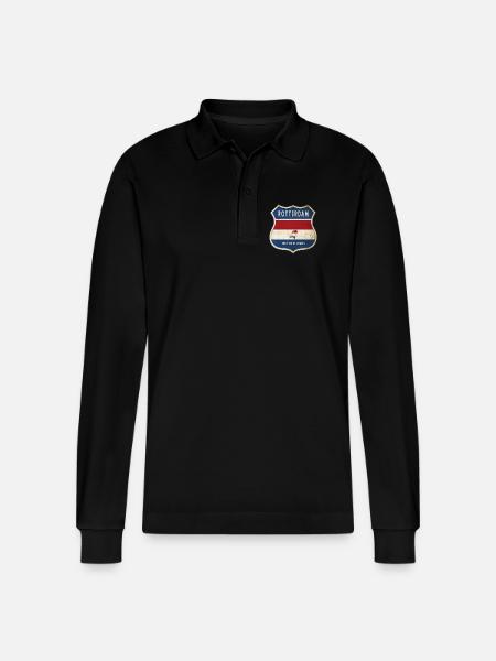 Rotterdam Niederlande Wappen Design - Stanley/Stella Unisex Bio-Langarm-Poloshirt Prepster - Schwarz