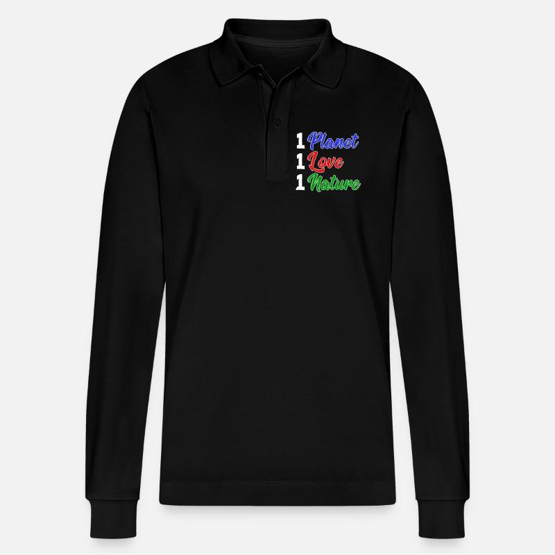 Mutter Erde Planet Natur Statement Naturschutz - Stanley/Stella Unisex Bio-Langarm-Poloshirt Prepster - Schwarz