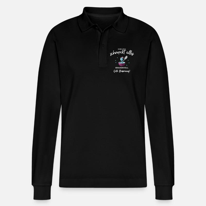 Gute Besserung ! Ohne dich schmeckts grauenvoll - Stanley/Stella Unisex Bio-Langarm-Poloshirt Prepster - Schwarz