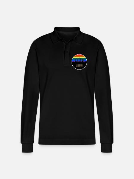 Wien Regebogen Skyline - Stanley/Stella Unisex Bio-Langarm-Poloshirt Prepster - Schwarz