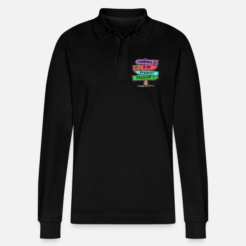 Camping Statement Wohnmobil Herz Camper Relaxen - Stanley/Stella Unisex Bio-Langarm-Poloshirt Prepster - Schwarz