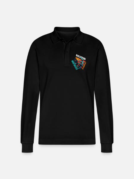 Bouldering Gecko Rope? Gift - Stanley/Stella Organic Unisex Long-Sleeved Polo Shirt Prepster - black