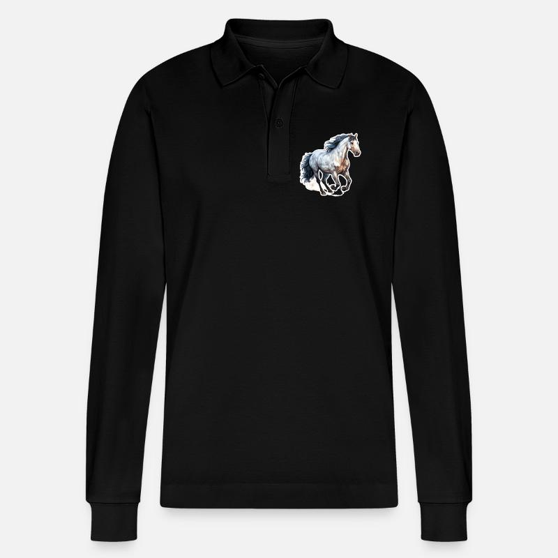 Wildpferd - Stanley/Stella Unisex Bio-Langarm-Poloshirt Prepster - Schwarz