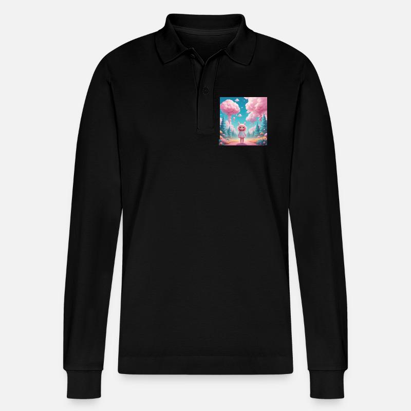 Mädchen im Zuckerwatte-Wald - Stanley/Stella Unisex Bio-Langarm-Poloshirt Prepster - Schwarz